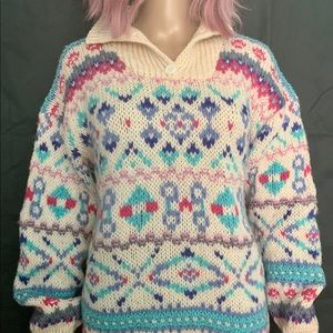 Vintage Knit 100% virgin wool sweater L CB Sports